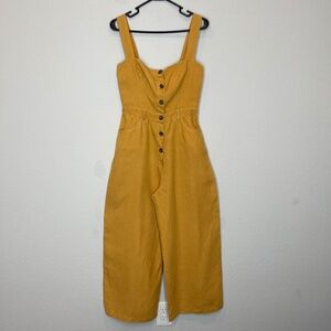 Reformation Tyler Linen Jumpsuit Women's Size 6 Yellow Wide Leg